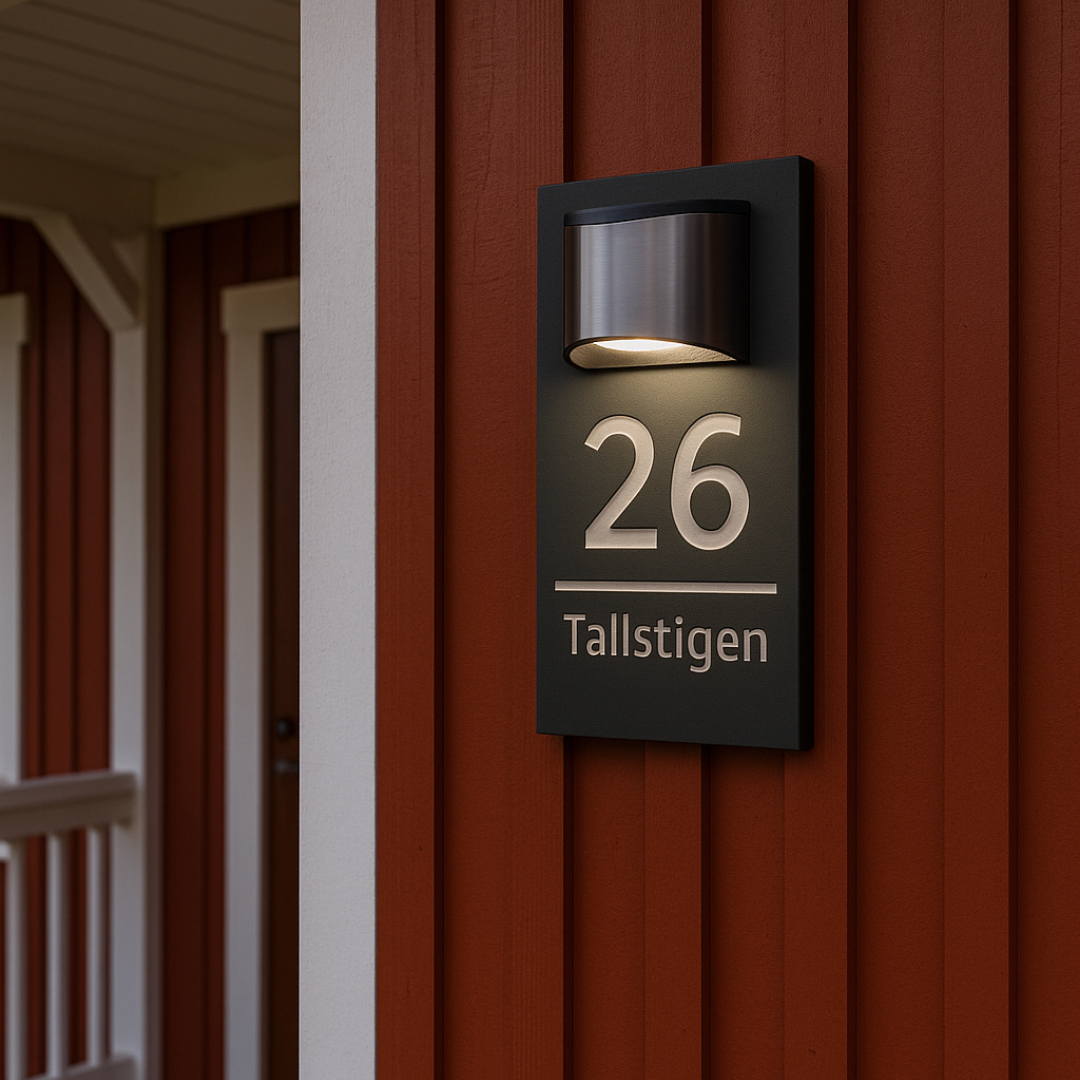 Personlig Solcellsdriven Husskylt | Premium