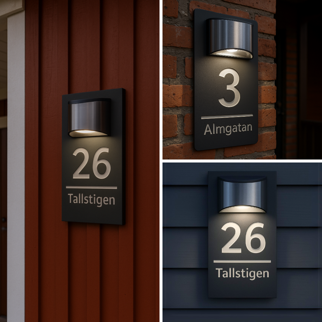 Personlig Solcellsdriven Husskylt | Premium